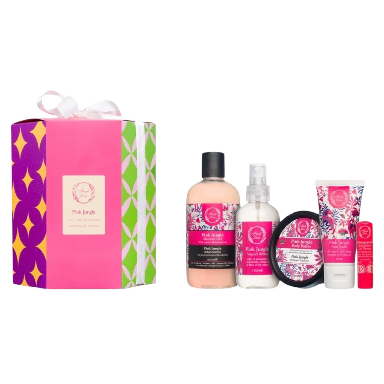 PINK JUNGLE Σετ Περιποίησης Σώματος & Χειλιών 5τμχ. by Events Boutique - Decorations and gifts