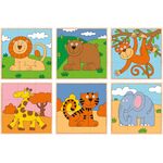 Ξύλινοι Κύβοι Παζλ - Εξωτικά Ζώα by Wonder 4 Kids