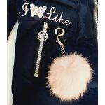 Μπλε σκούρο μπουφάν με ροζ λεπτομέρειες και ροζ κουκούλα με γούνα by Το μωρό