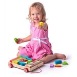 Wooden stroller with cubes by Wonder 4 Kids